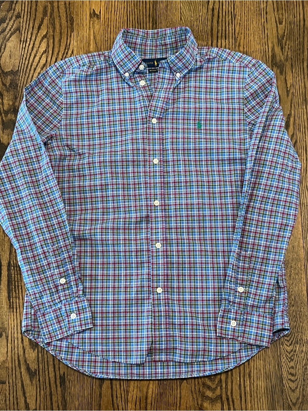 Boys Ralph Lauren Blue and Pink Plaid Button-Down Shirt